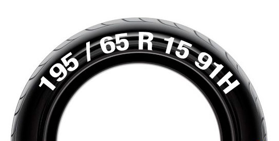 Reifengrösse 195/65 R15 91H auf der Reifenflanke