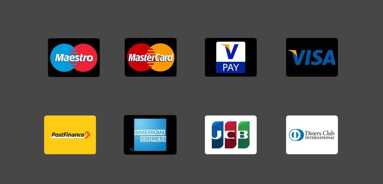 Bei Pneuhaus Frank akzeptierte Zahlungsmittel: Maestro, Mastercard, V Pay, Visa, PostFinance, American Express, JCB und Diners Club