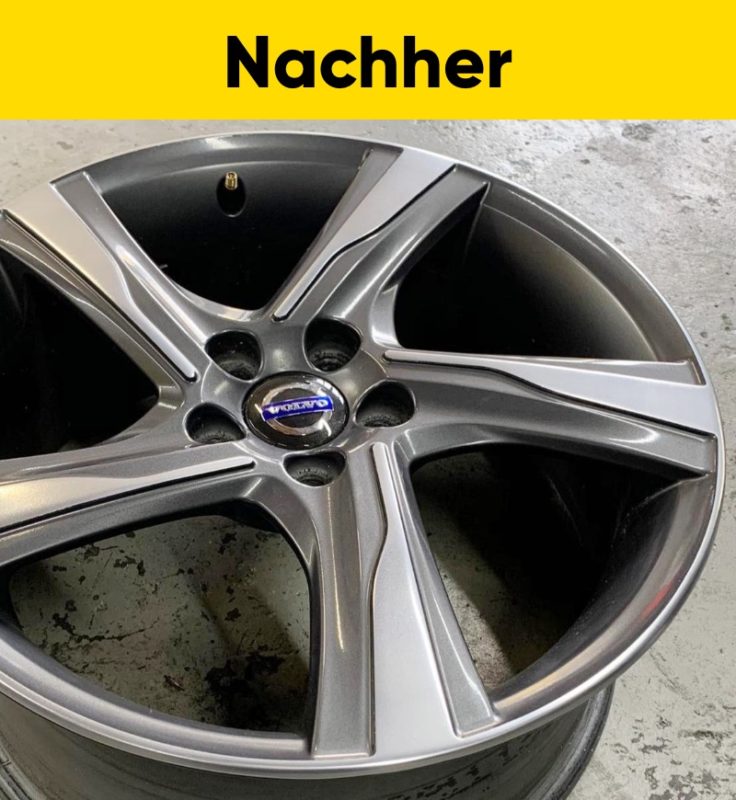 Dieselbe Alufelge nach der Reparatur