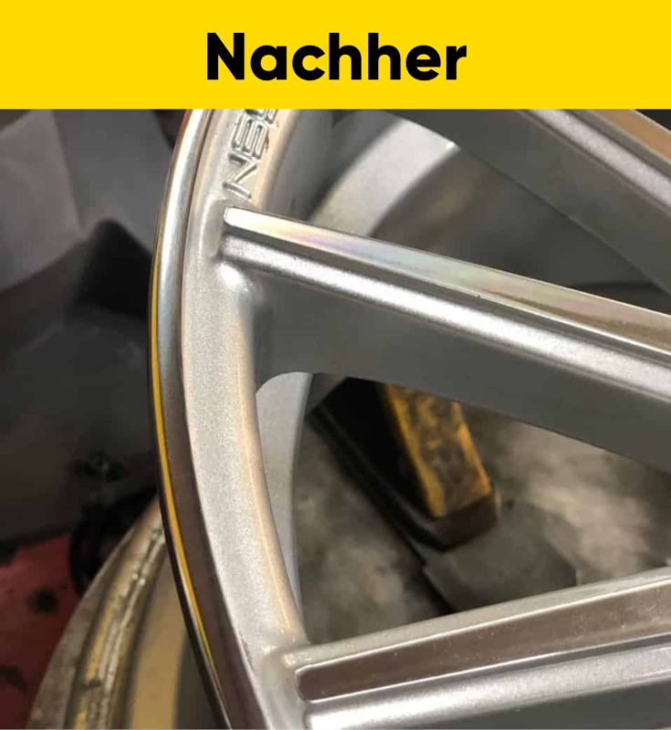 Dieselbe Alufelge nach der Aufbereitung