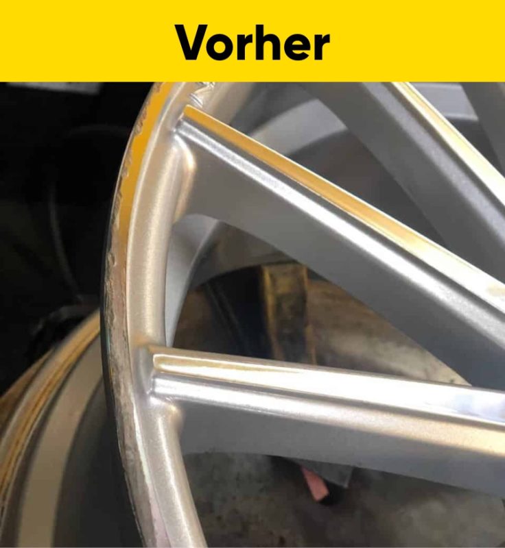 Verkratzte Alufelge vor der Aufbereitung